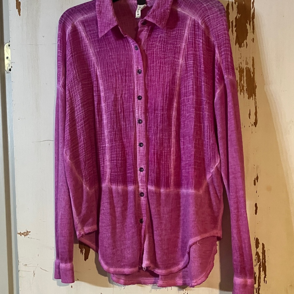 We The Free Purple Button-Up Top